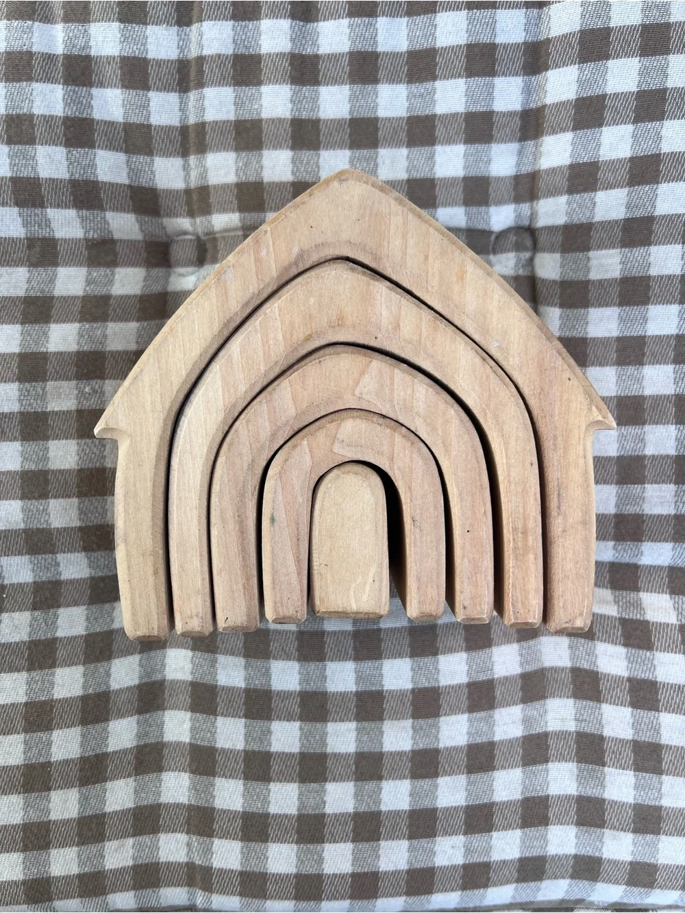Grimm’s | Natural Wood House Arch Montessori Toy Stacker - Picture 1 of 6